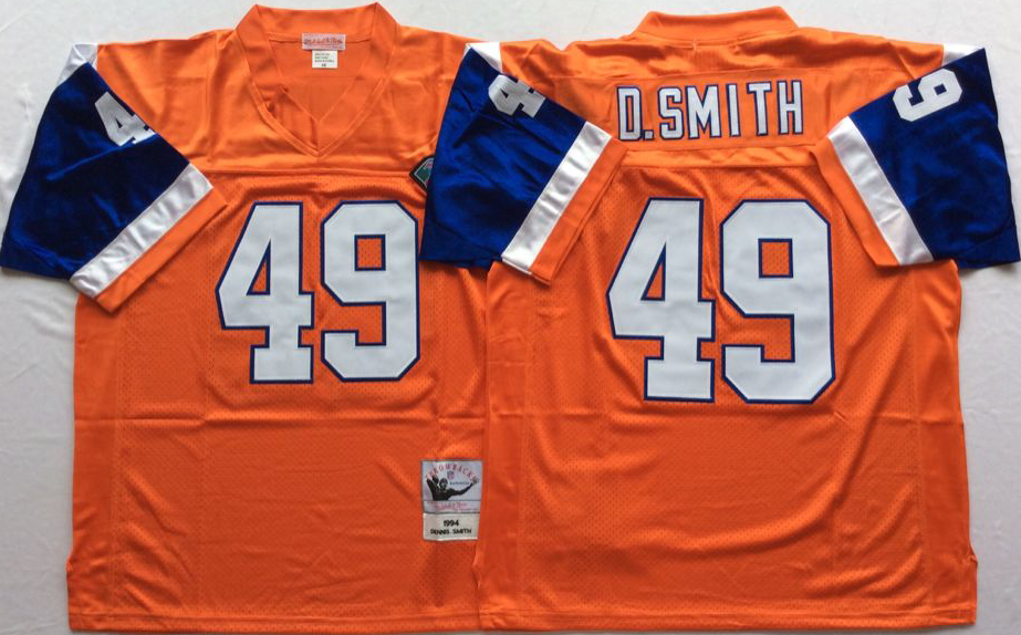 Men NFL Denver Broncos #49 D Smith orange Mitchell Ness jerseys